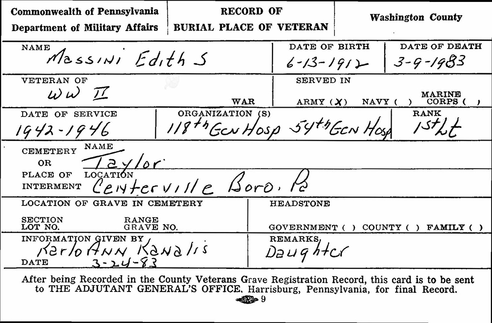 veteran burial card
